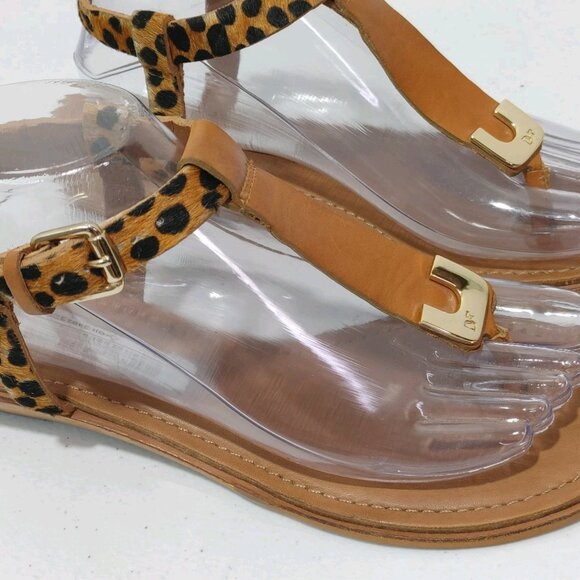 Diane von Furstenberg Dion Cheetah Leather Thong Sandals Women's Size 7 - Picture 5 of 11